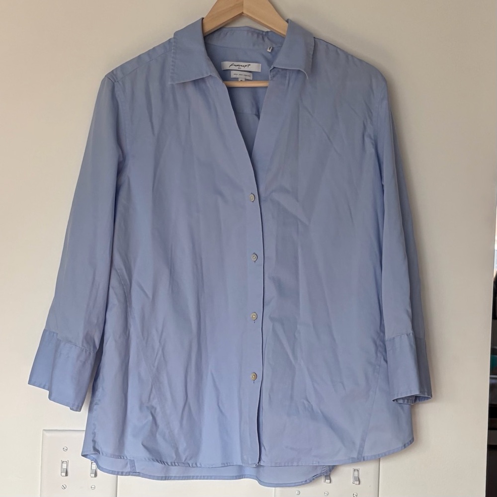 Foxcroft Light Blue Non-Iron Stretch Button-Up Shirt